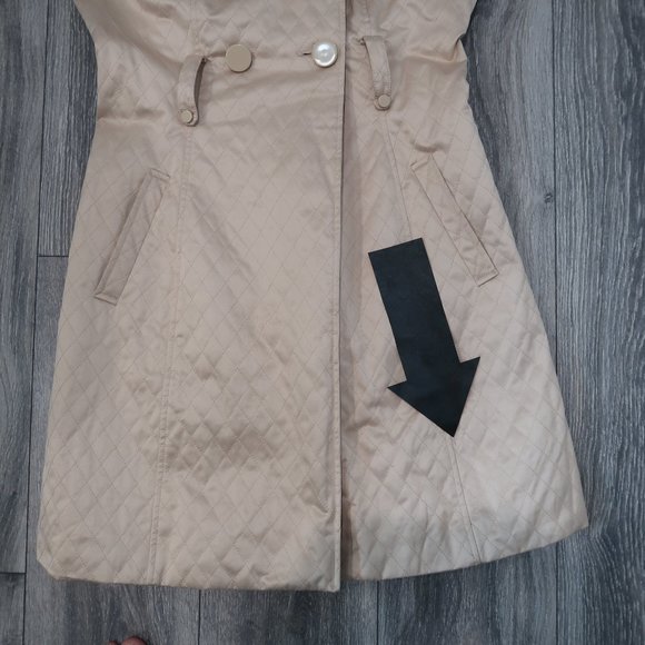 Blanc Noir Trench Coat Womens Quilted Double Breasted Button Down Jacket S - Picture 15 of 16